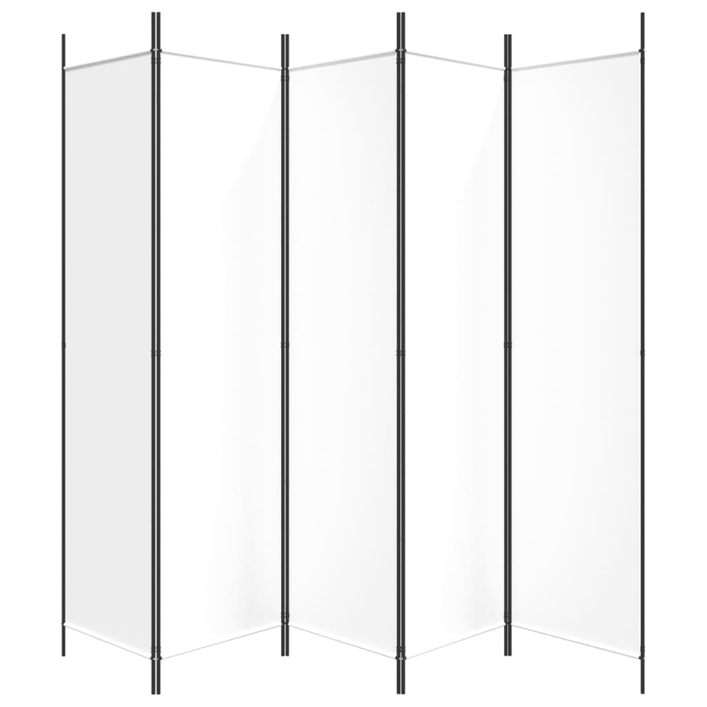 Sobna pregrada s 5 panela bijela 250 x 200 cm od tkanine