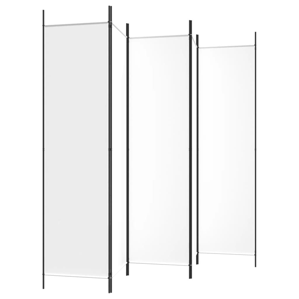 Sobna pregrada s 5 panela bijela 250 x 200 cm od tkanine