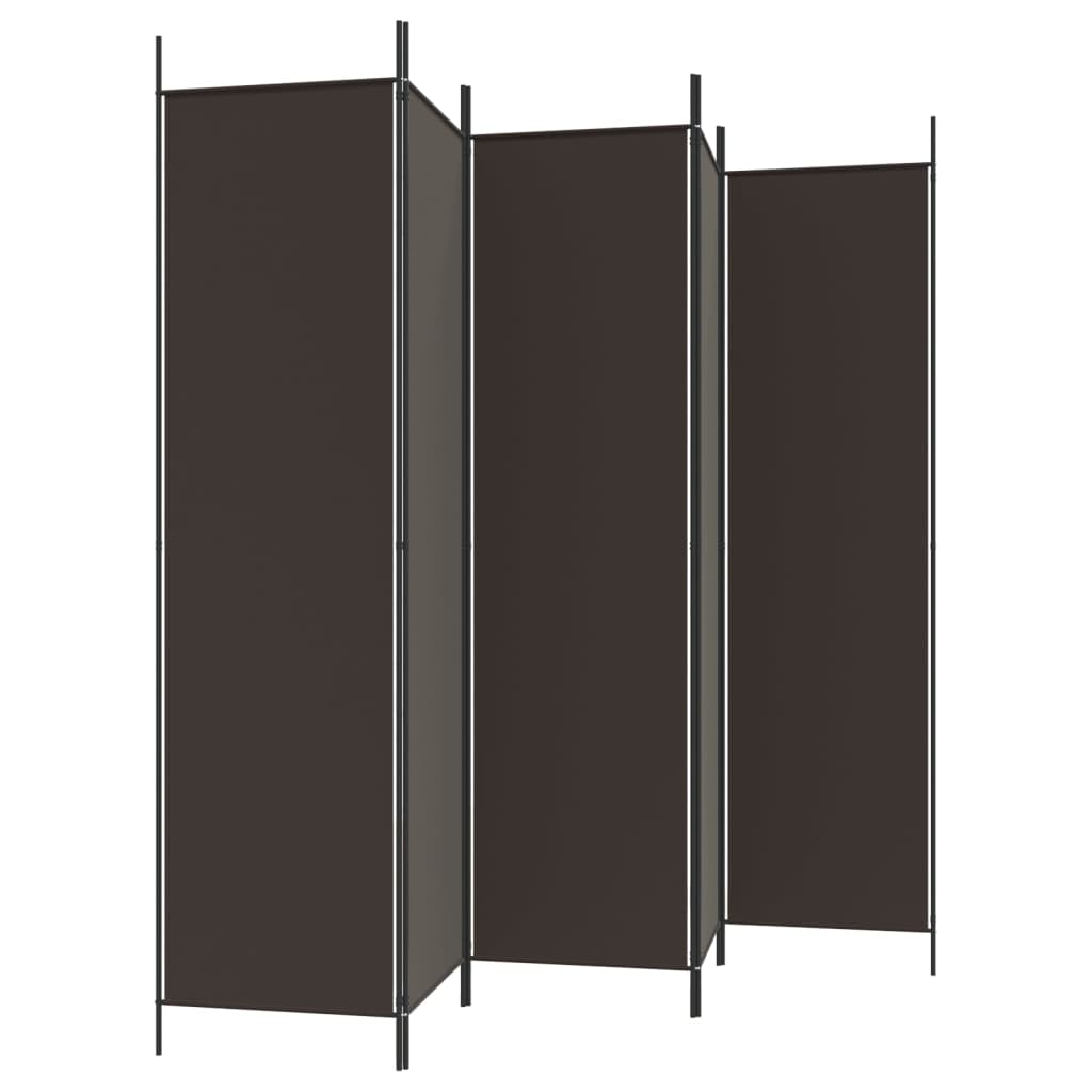 Sobna pregrada s 5 panela smeđa 250 x 200 cm od tkanine