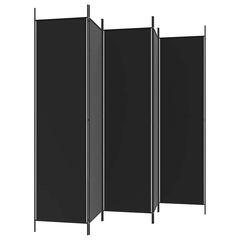 Sobna pregrada s 5 panela crna 250x200 cm od tkanine
