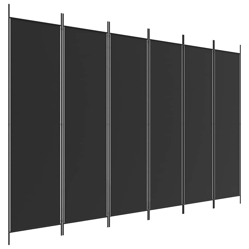 Sobna pregrada s 6 panela crna 300x200 cm od tkanine