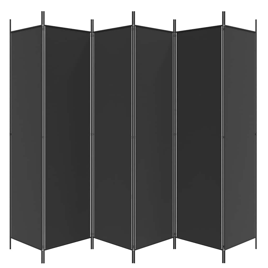 Sobna pregrada s 6 panela crna 300x200 cm od tkanine