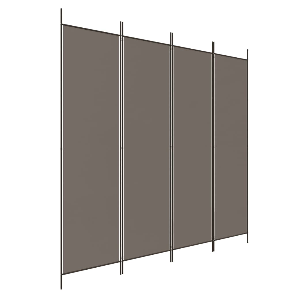 Sobna pregrada s 4 panela antracit 200 x 220 cm od tkanine