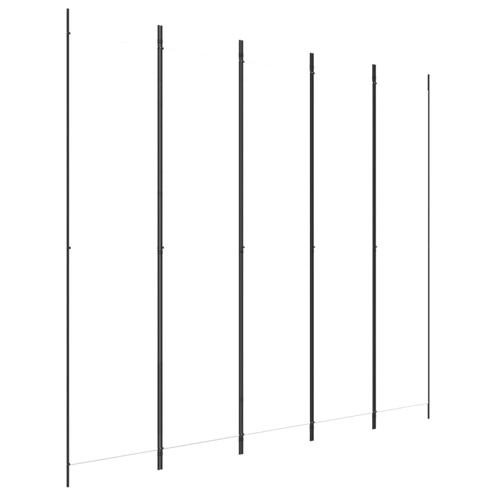 Sobna pregrada s 5 panela bijela 250 x 220 cm od tkanine