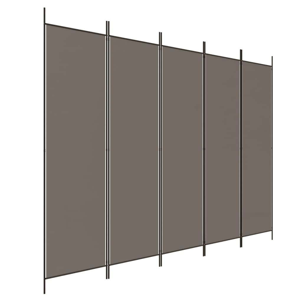Sobna pregrada s 5 panela antracit 250 x 220 cm od tkanine