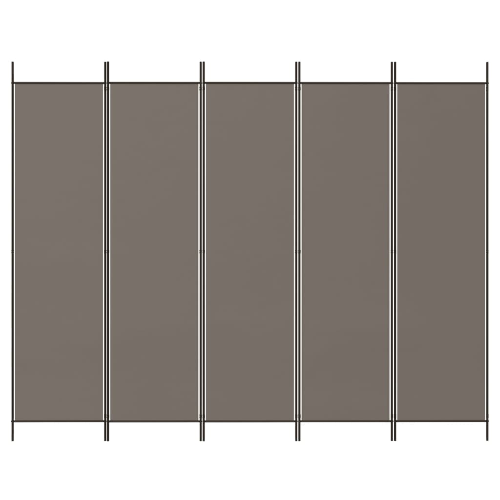 Sobna pregrada s 5 panela antracit 250 x 220 cm od tkanine