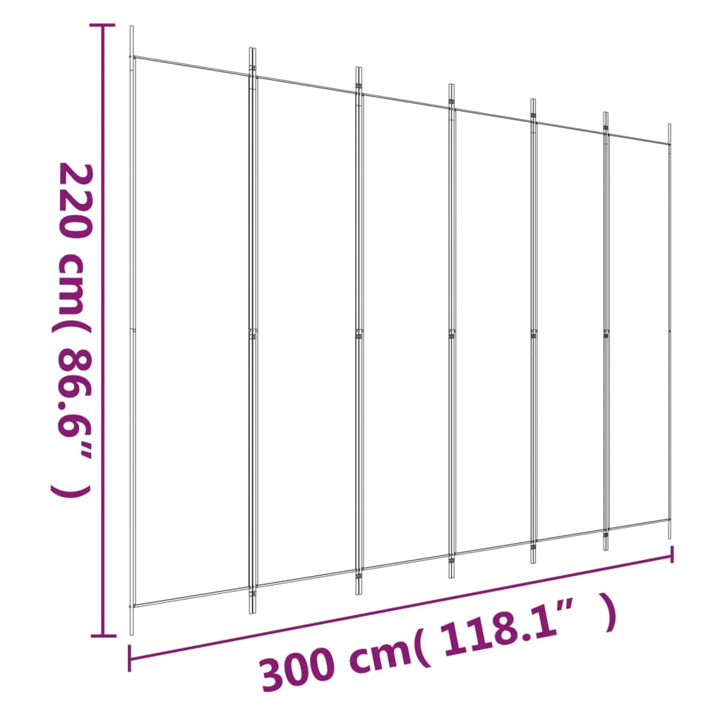 Sobna pregrada s 6 panela antracit 300 x 220 cm od tkanine