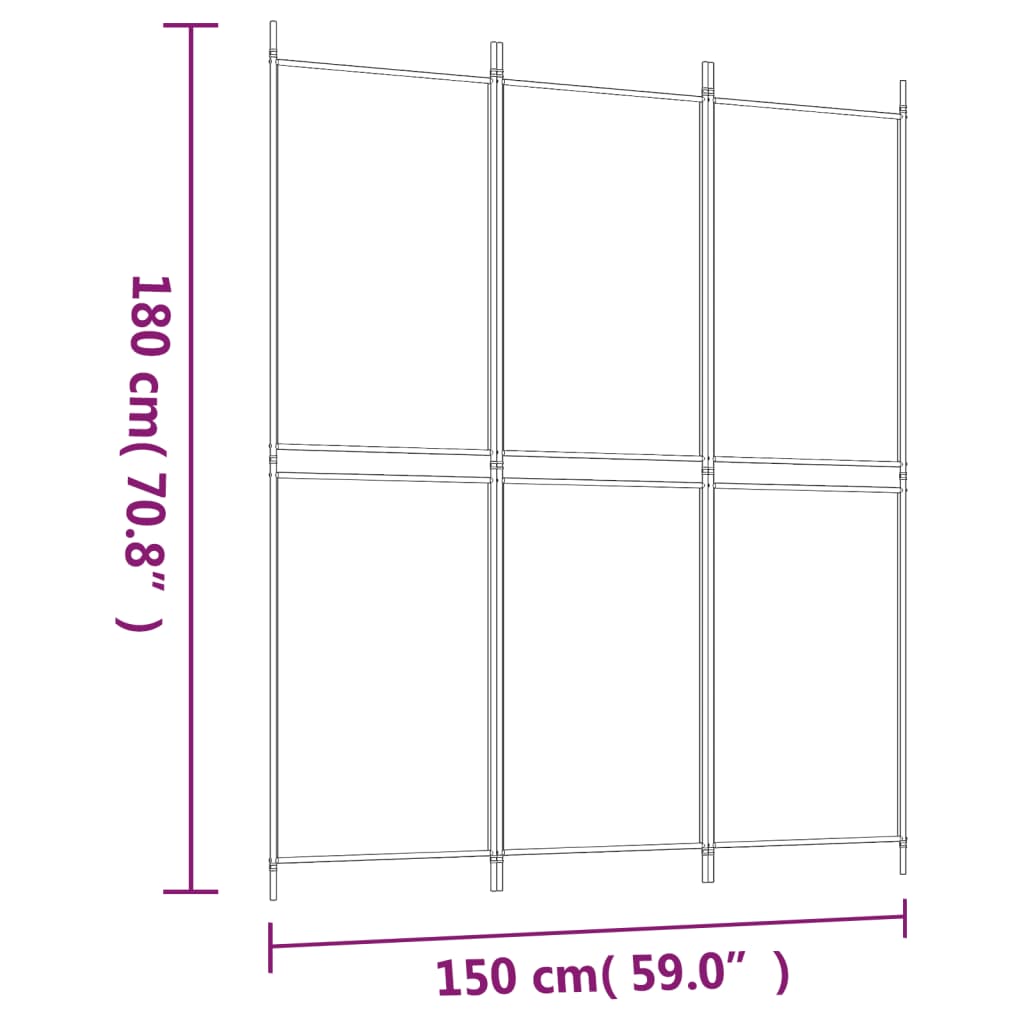 Sobna pregrada s 3 panela antracit 150x180 cm od tkanine