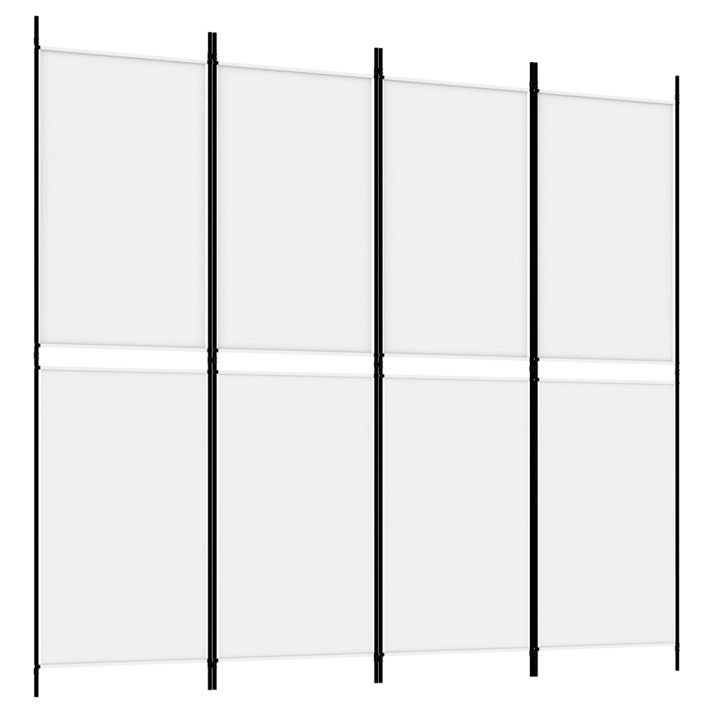 Sobna pregrada s 4 panela bijela 200 x 180 cm od tkanine