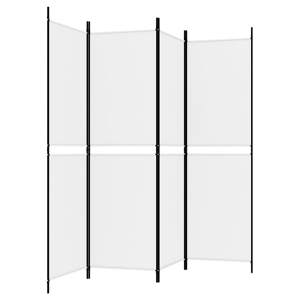 Sobna pregrada s 4 panela bijela 200 x 180 cm od tkanine