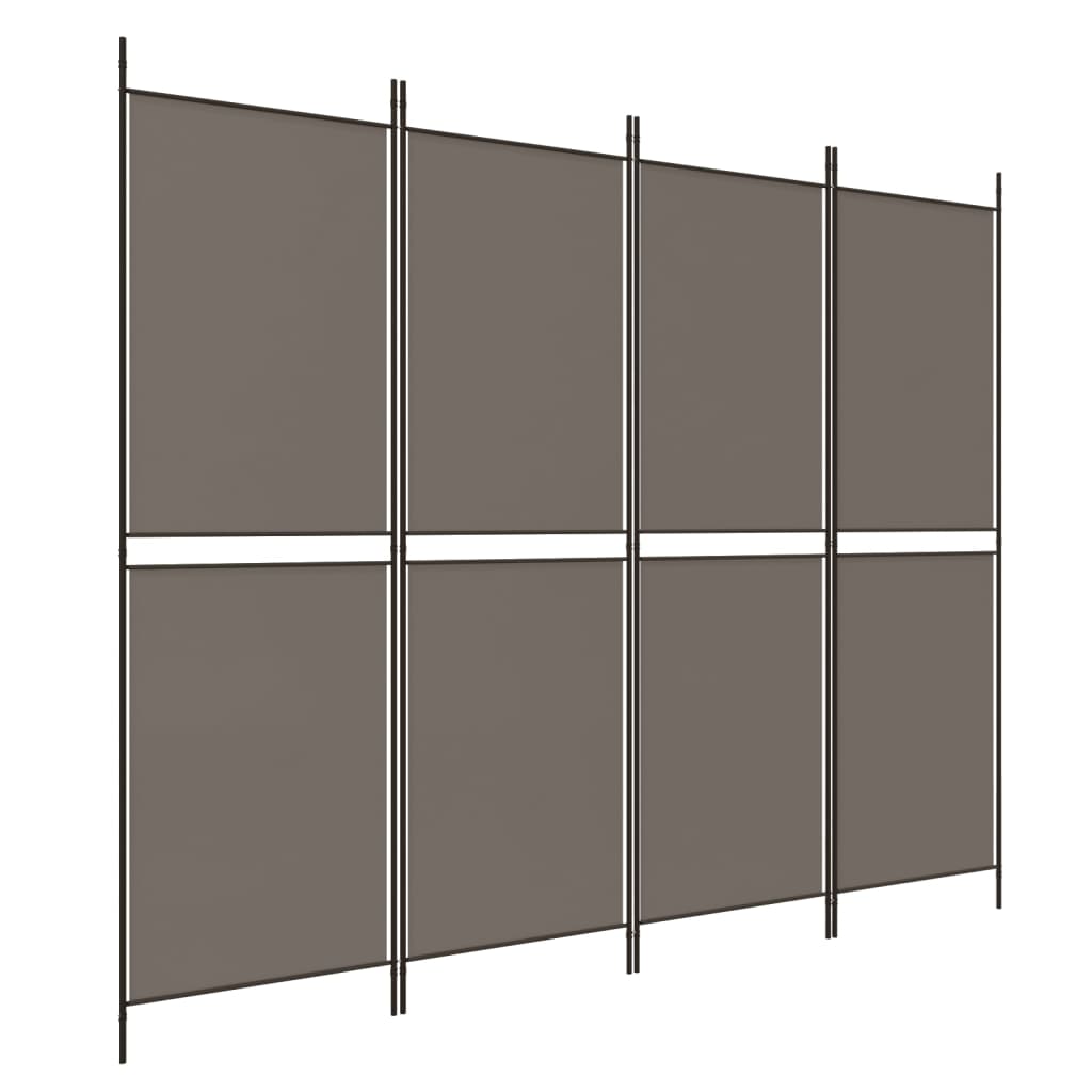 Sobna pregrada s 4 panela antracit 200 x 180 cm od tkanine