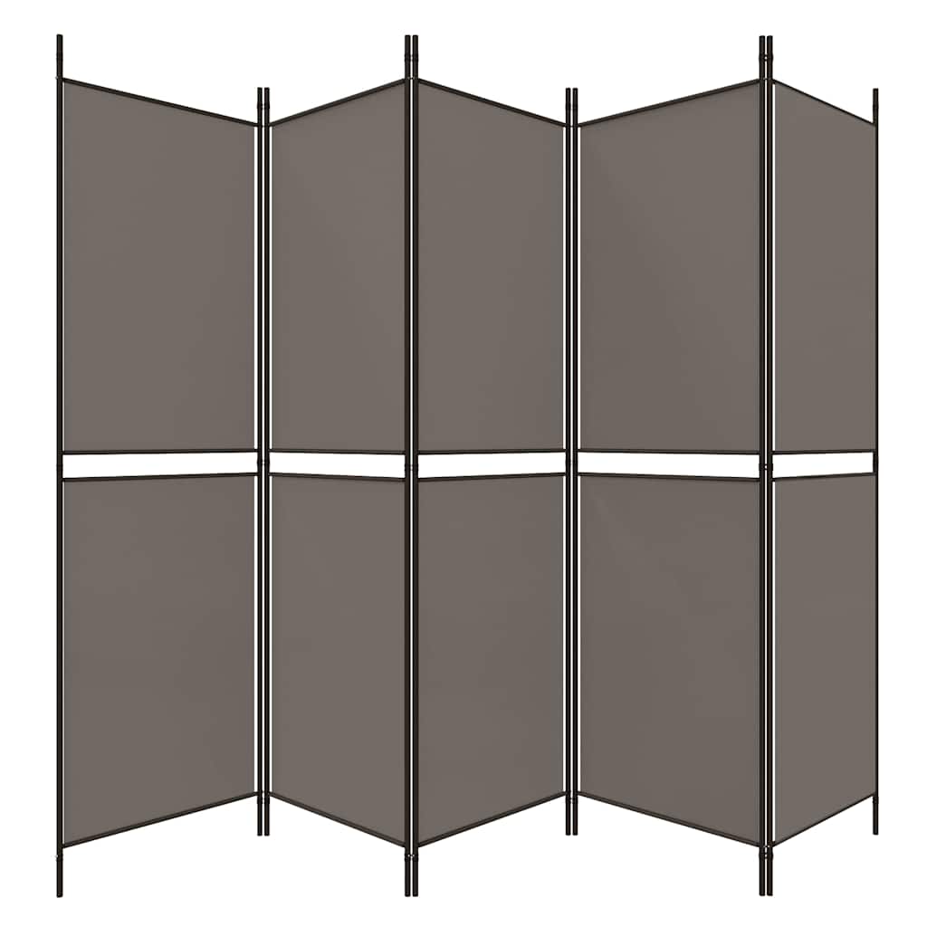 Sobna pregrada s 5 panela antracit 250 x 180 cm od tkanine