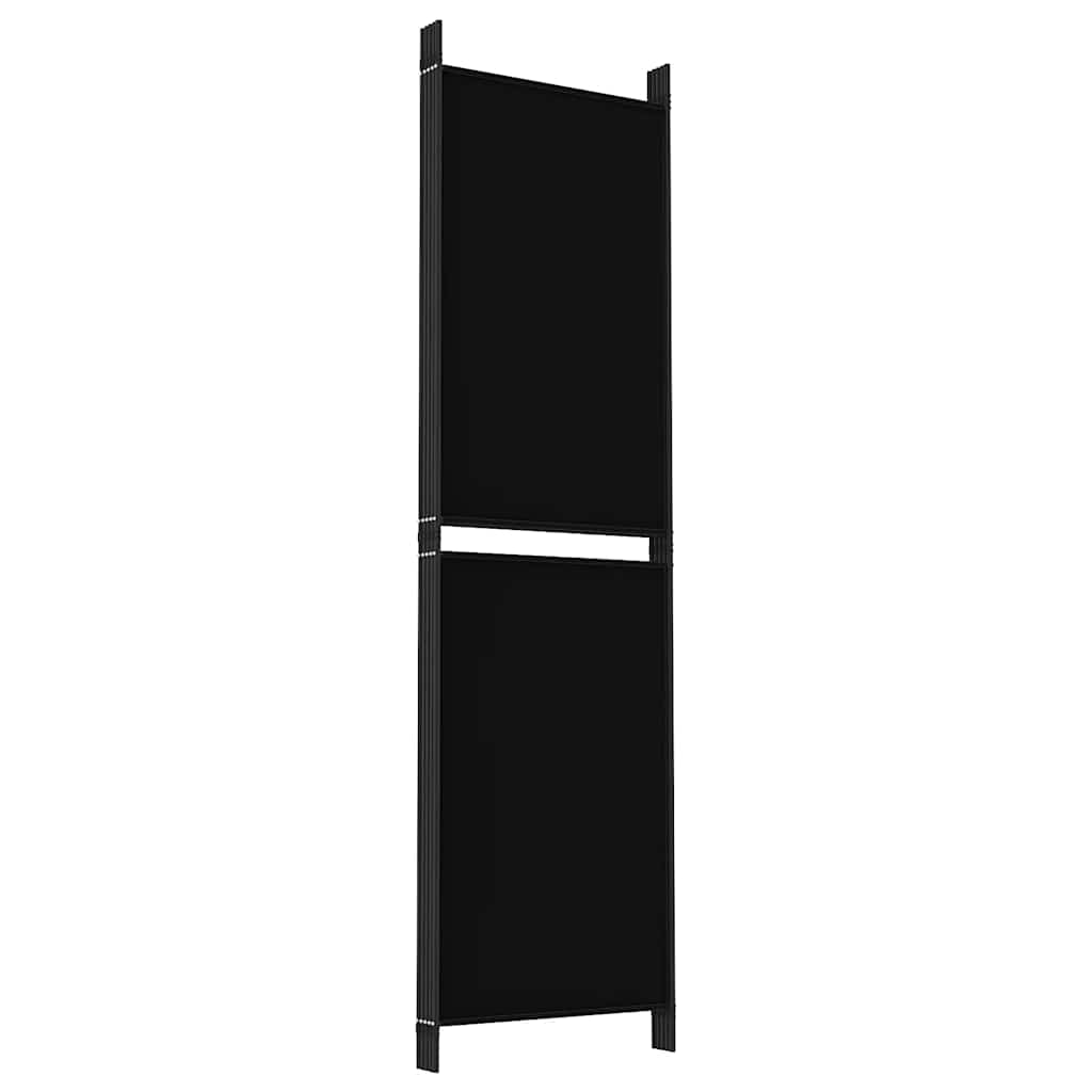 Sobna pregrada s 5 panela crna 250 x 180 cm od tkanine