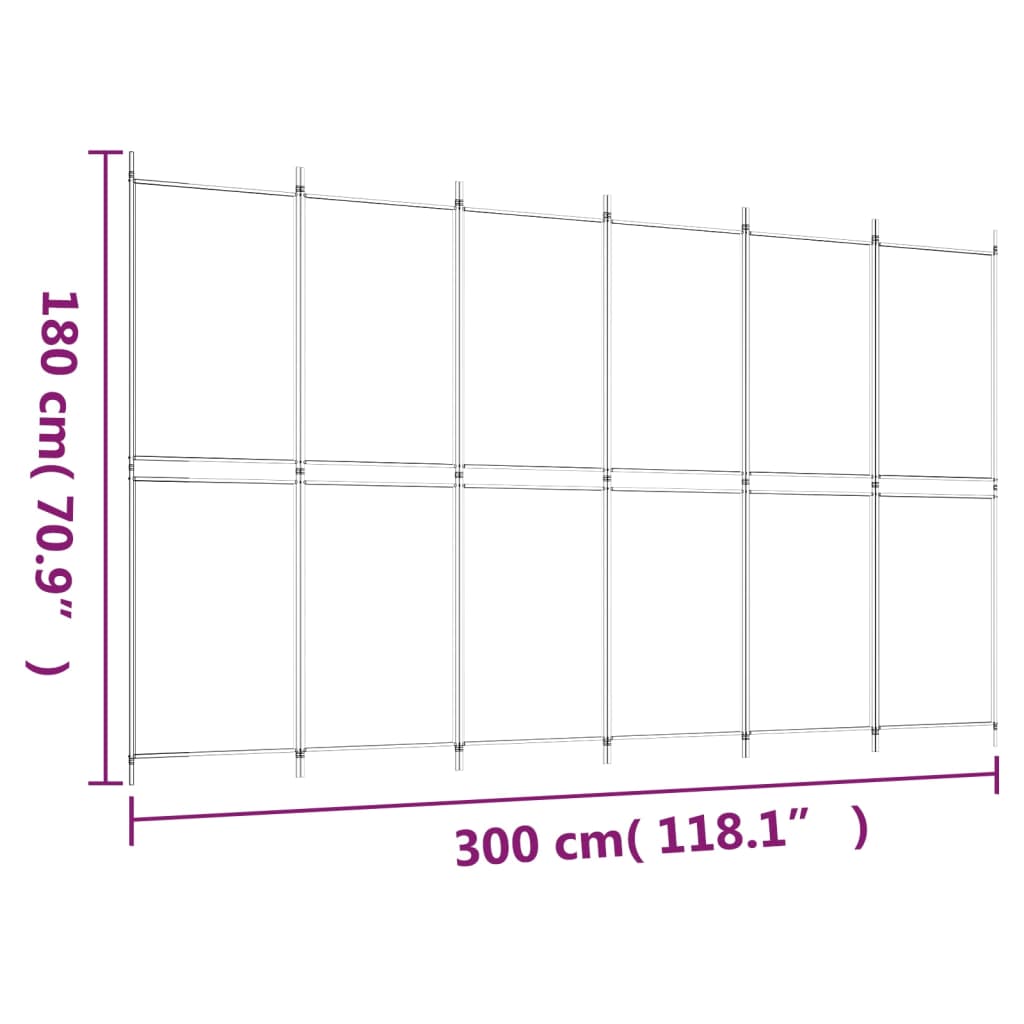 Sobna pregrada s 6 panela smeđa 300 x 180 cm od tkanine