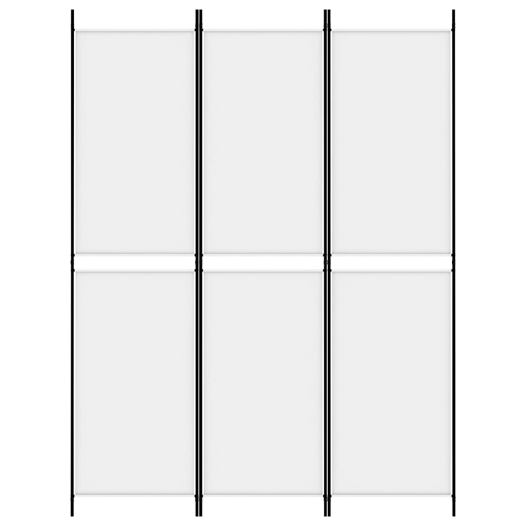 Sobna pregrada s 3 panela bijela 150 x 200 cm od tkanine