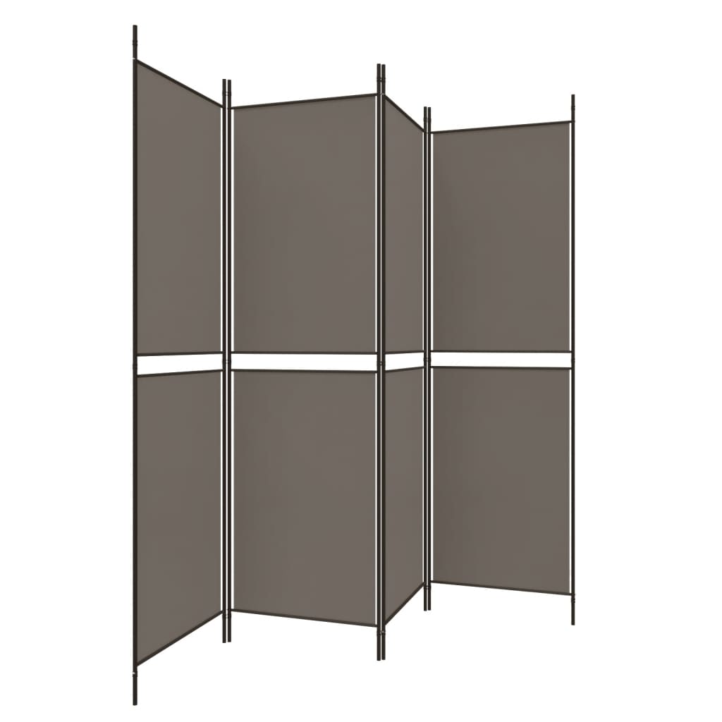 Sobna pregrada s 4 panela antracit 200 x 200 cm od tkanine
