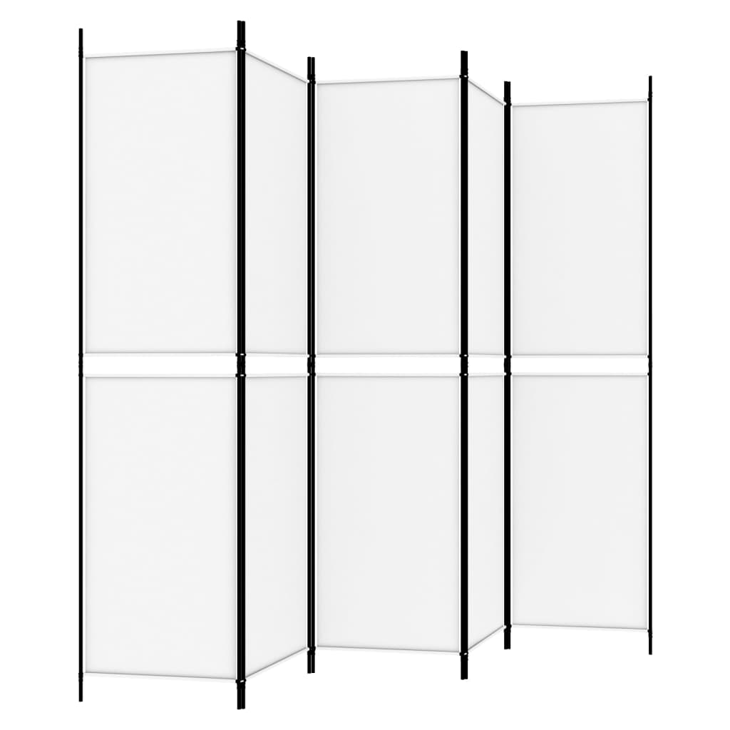 Sobna pregrada s 5 panela bijela 250 x 200 cm od tkanine