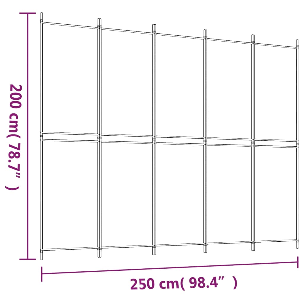 Sobna pregrada s 5 panela Antracit 250 x 200 cm od tkanine