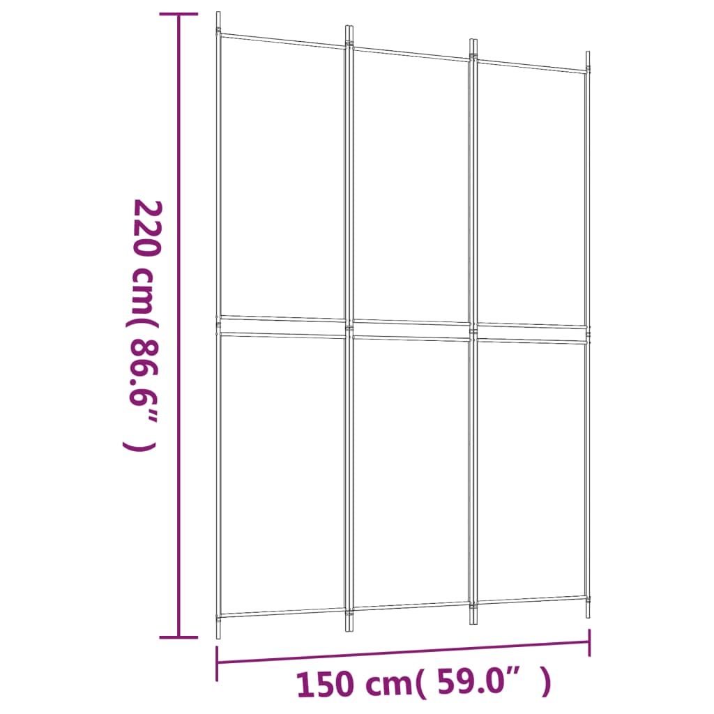 Sobna pregrada s 3 panela antracit 150 x 220 cm od tkanine
