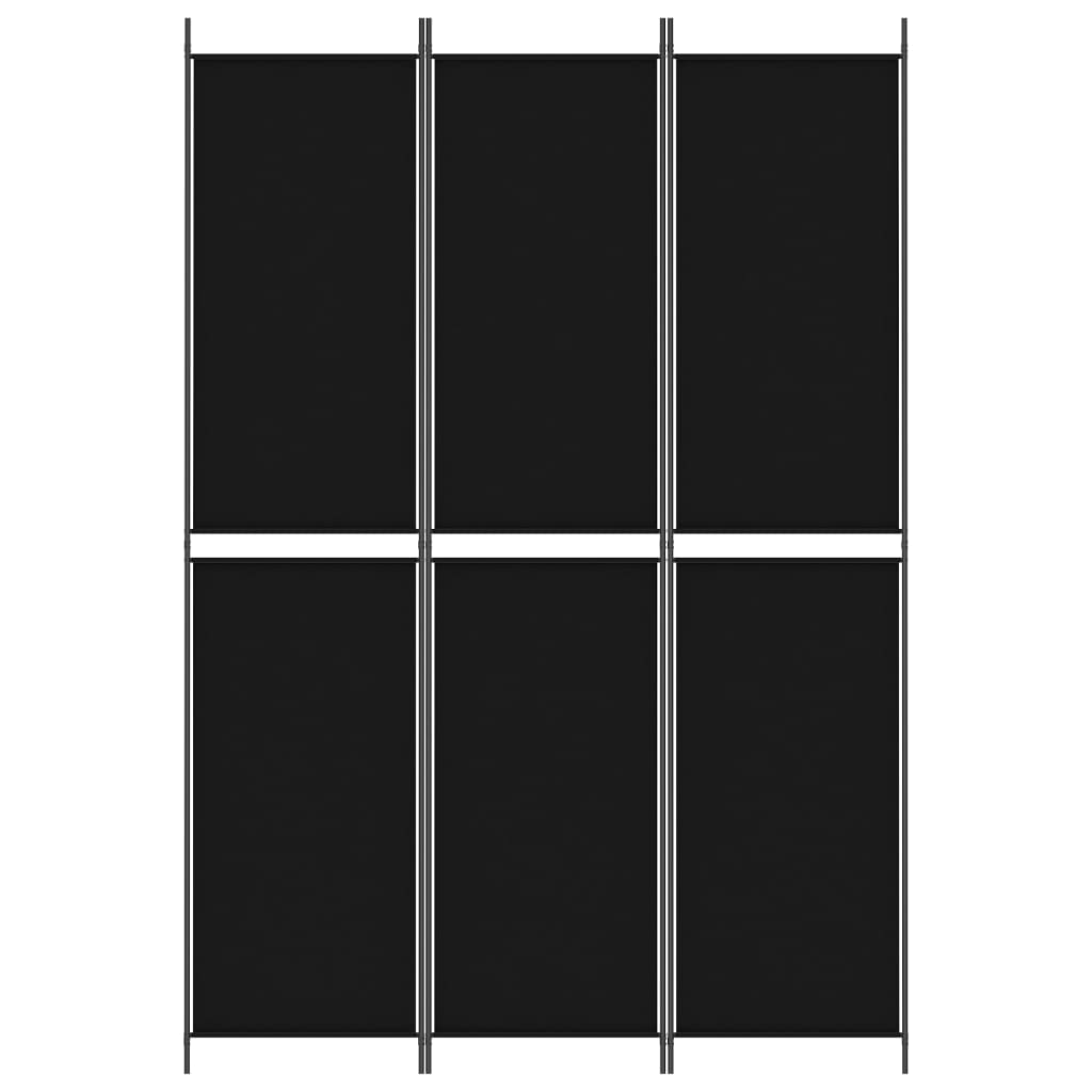 Sobna pregrada s 3 panela crna 150 x 220 cm od tkanine