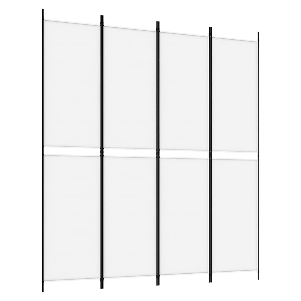 Sobna pregrada s 4 panela bijela 200 x 220 cm od tkanine