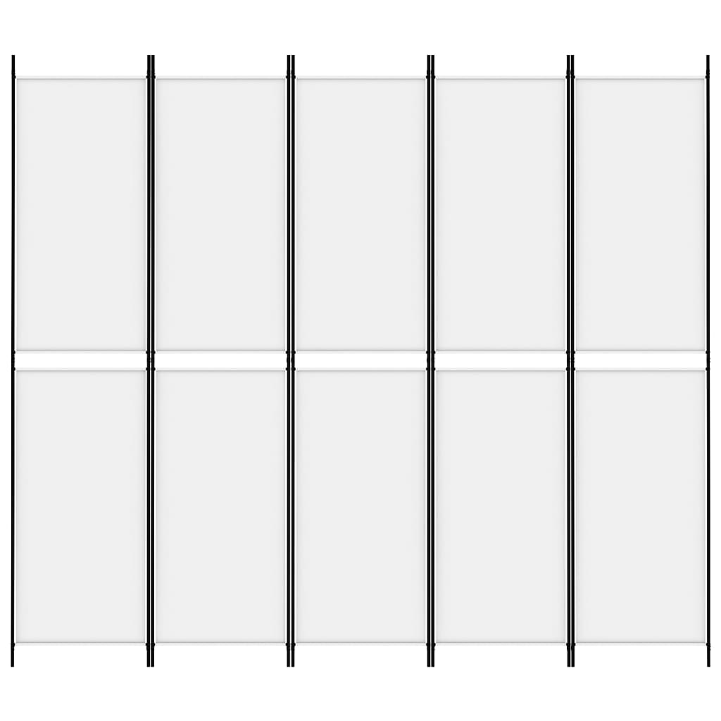 Sobna pregrada s 5 panela bijela 250 x 220 cm od tkanine