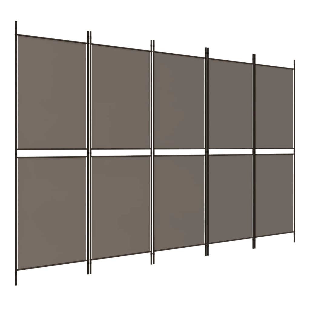 Sobna pregrada s 5 panela antracit 250 x 220 cm od tkanine