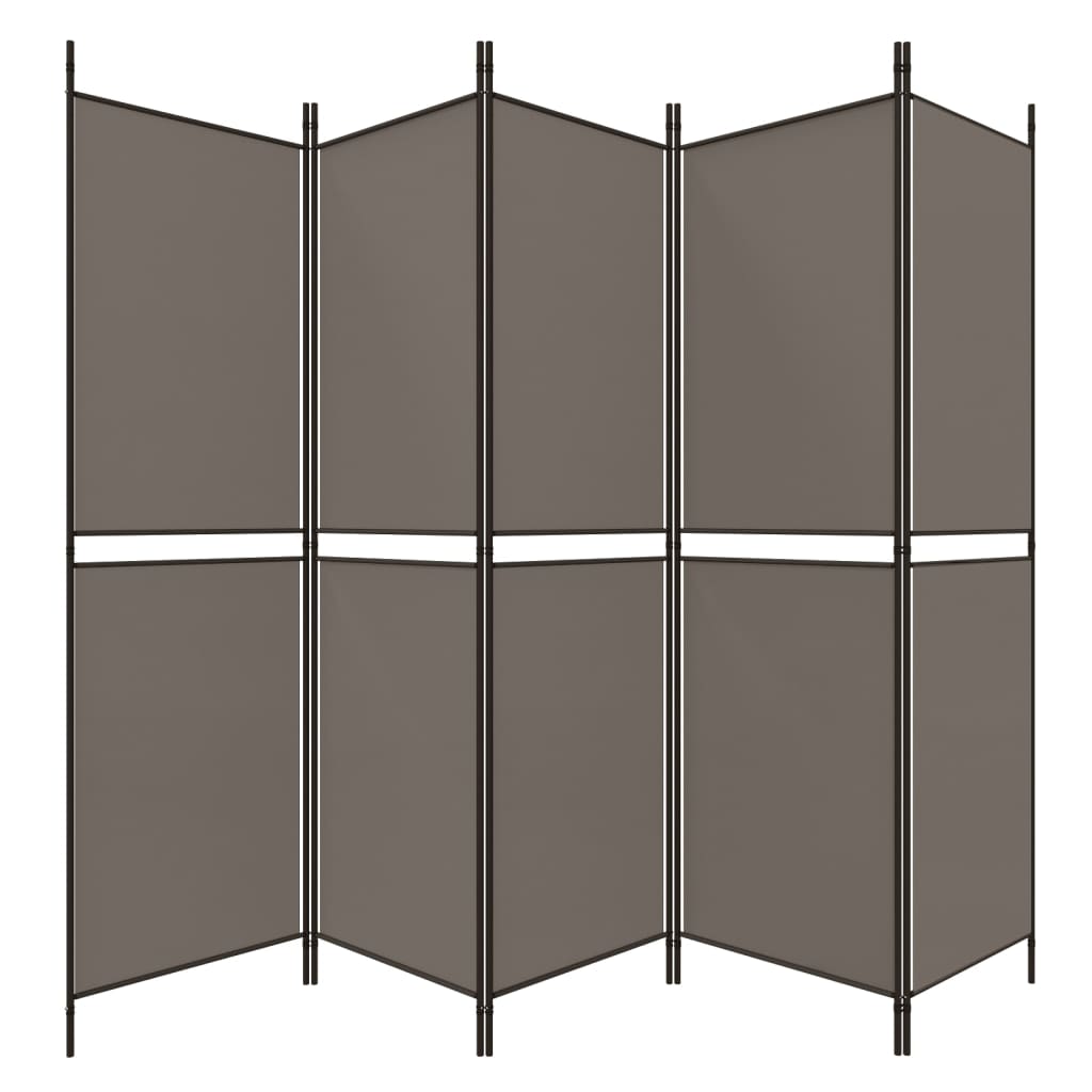 Sobna pregrada s 5 panela antracit 250 x 220 cm od tkanine