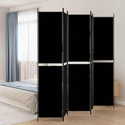 Sobna pregrada s 5 panela crna 250 x 220 cm od tkanine