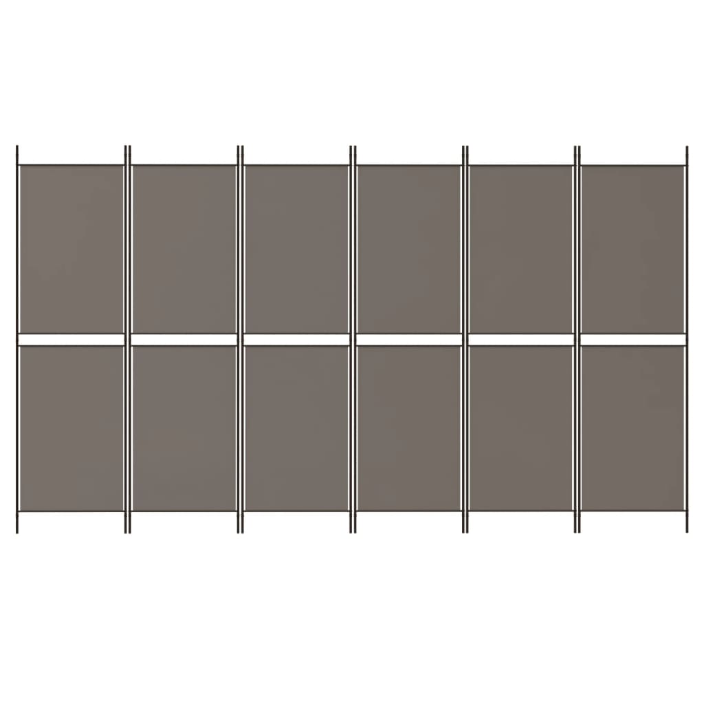 Sobna pregrada s 6 panela antracit 300 x 220 cm od tkanine