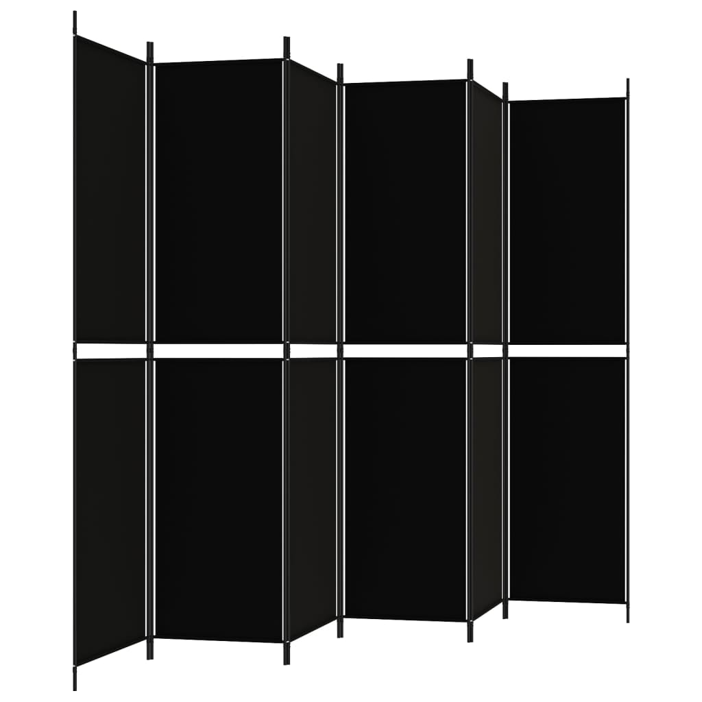 Sobna pregrada s 6 panela crna 300 x 220 cm od tkanine