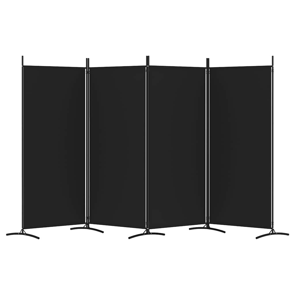 Sobna pregrada s 4 panela crna 346x180 cm od tkanine