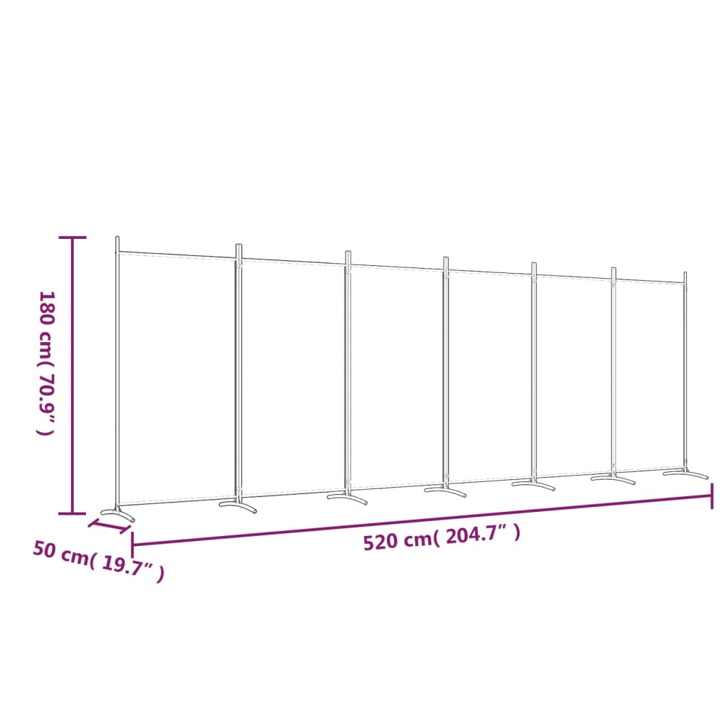 Sobna pregrada sa 6 panela smeđa 520 x 180 cm od tkanine