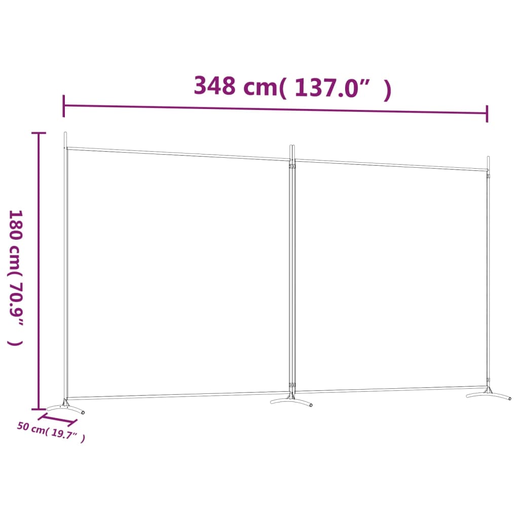 Sobna pregrada s 2 panela smeđa 348 x 180 cm od tkanine