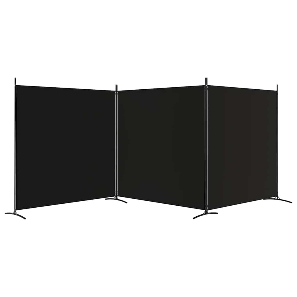 Sobna pregrada s 3 panela crna 525x180 cm od tkanine
