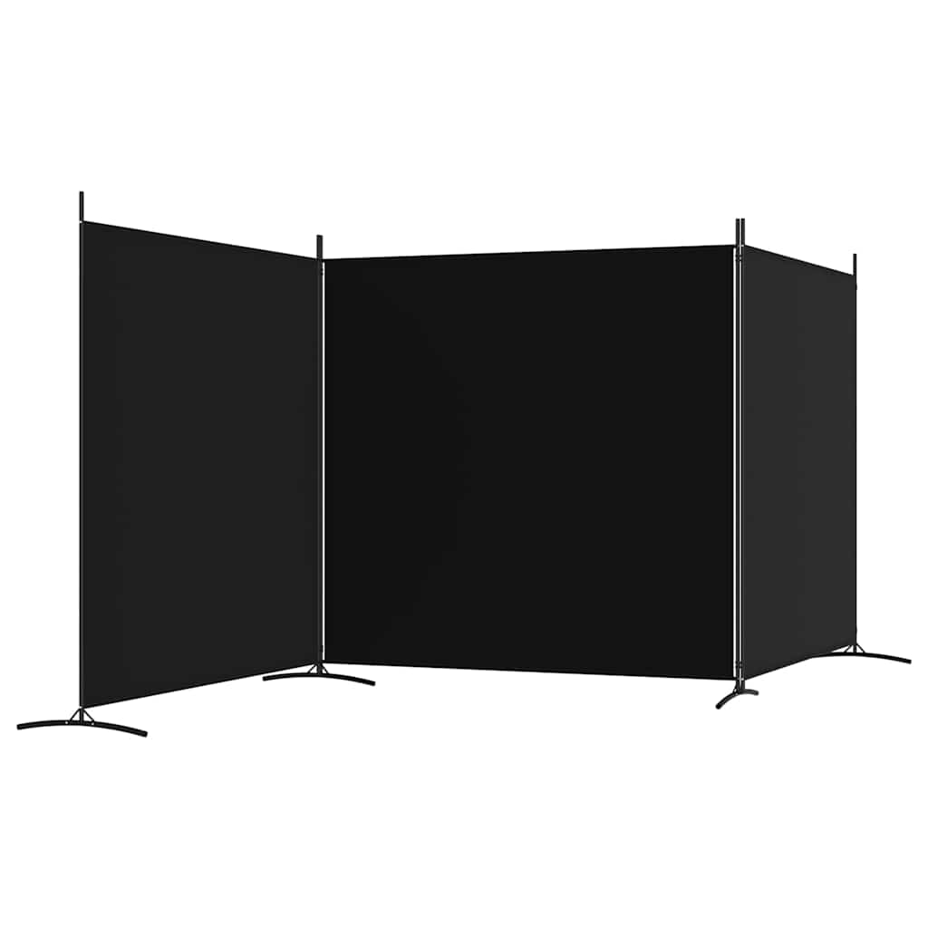 Sobna pregrada s 3 panela crna 525x180 cm od tkanine