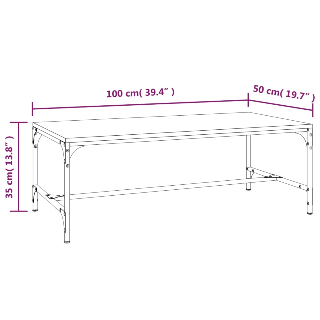 Stolić za kavu crni 100 x 50 x 35 cm od konstruiranog drva