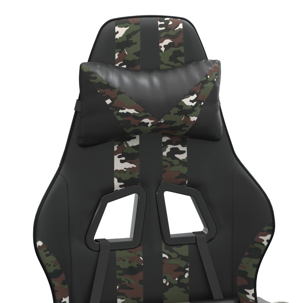 Okretna igraća stolica s osloncem crno-maskirna od umjetne kože