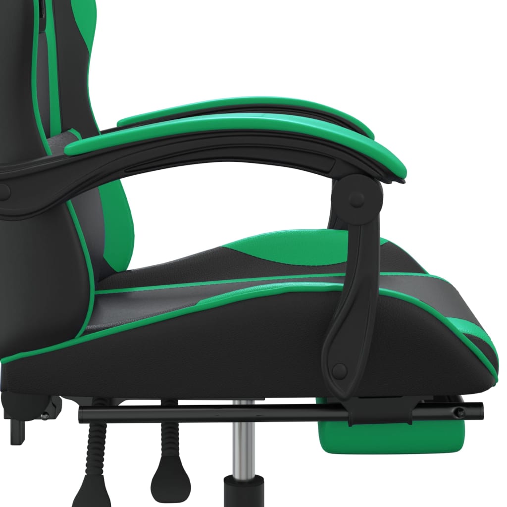 Okretna igraća stolica s osloncem crno-zelena od umjetne kože