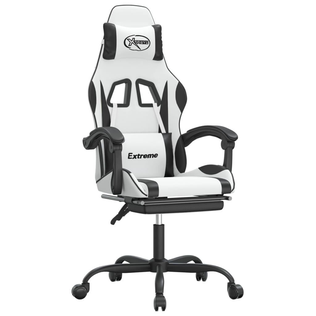 Okretna igraća stolica s osloncem bijelo-crna od umjetne kože