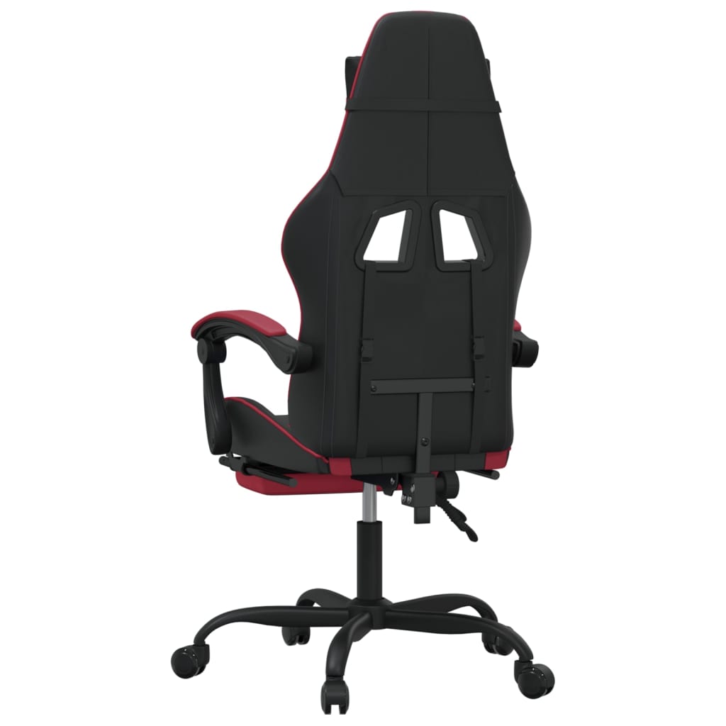 Okretna igraća stolica s osloncem crna i boja vina umjetna koža