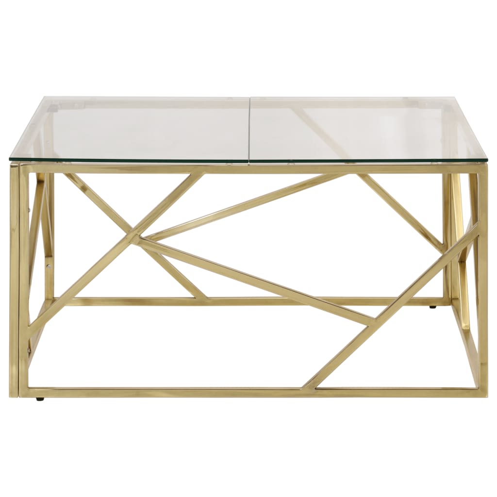 Stolić za kavu zlatni od nehrđajućeg čelika i kaljenog stakla