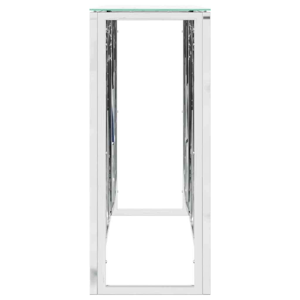 Konzolni stol srebrni 110x30x70 cm nehrđajući čelik i staklo