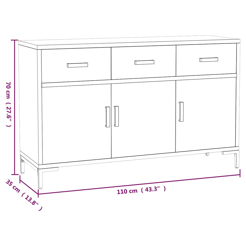 Komoda smeđa 110 x 35 x 70 cm od masivne borovine