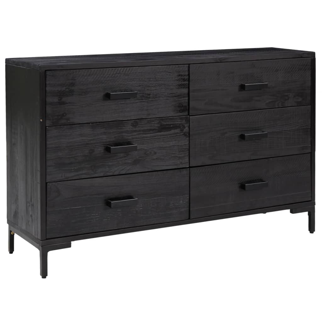 Komoda crna 110 x 35 x 70 cm od masivne borovine