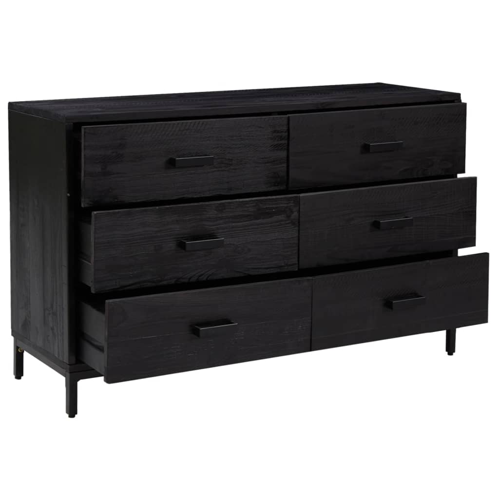 Komoda crna 110 x 35 x 70 cm od masivne borovine