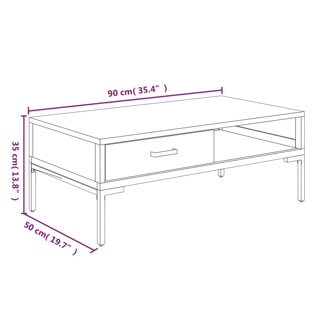 Stolić za kavu 90 x 50 x 35 cm od masivne borovine
