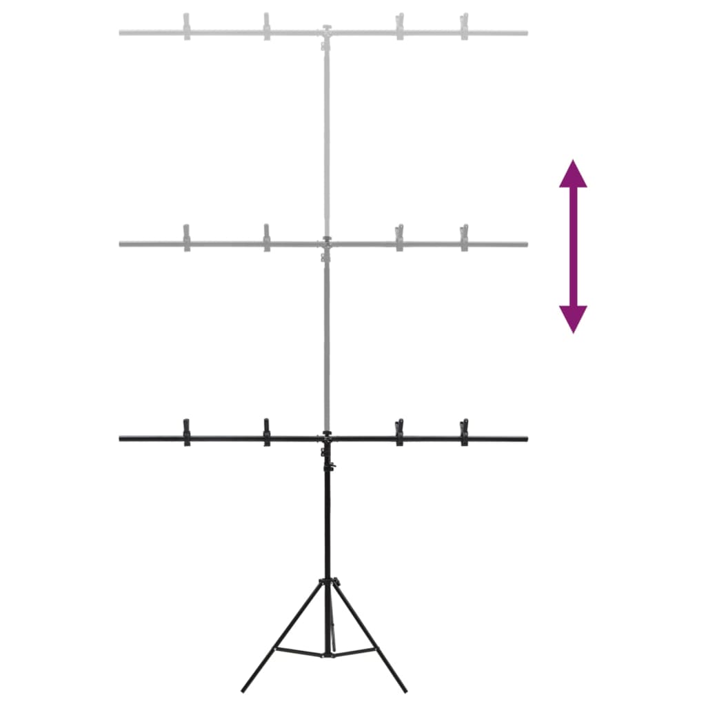 Stalak za pozadinu u obliku slova T crni 151x60x(70-200) cm