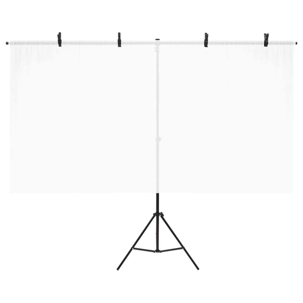 Stalak za pozadinu u obliku slova T crni 201x60x(70-200) cm