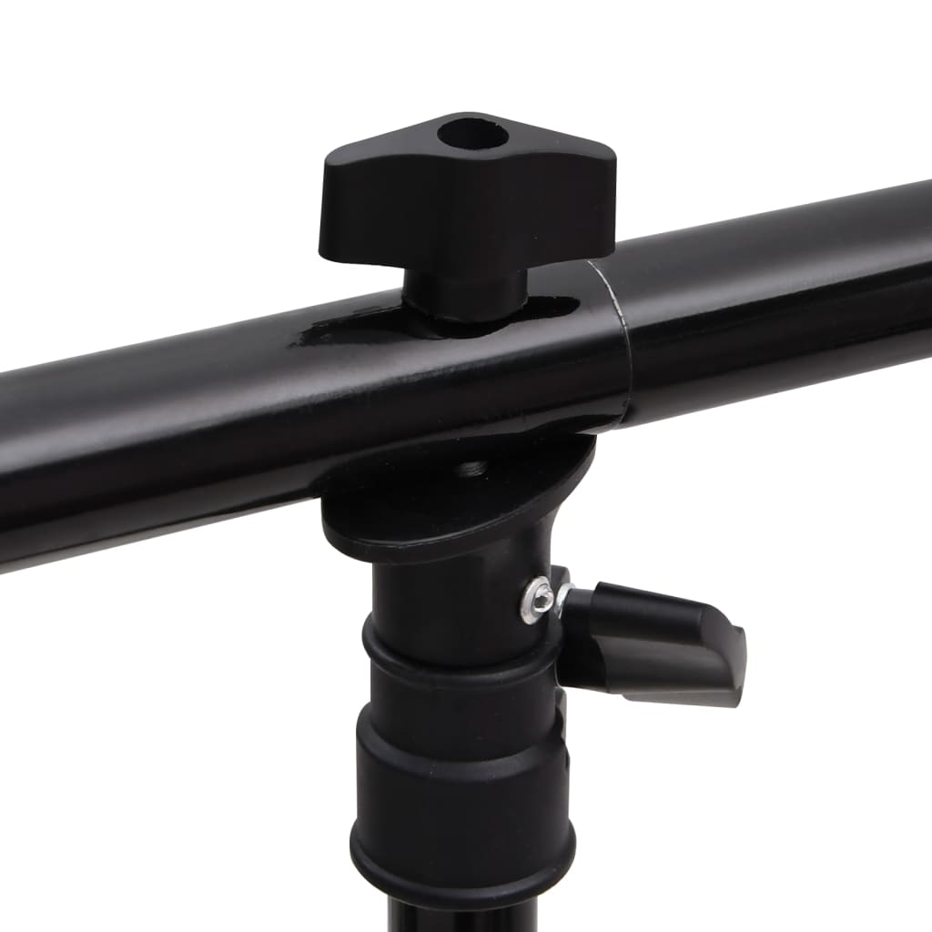 Stalak za pozadinu u obliku slova T crni 201x60x(70-200) cm